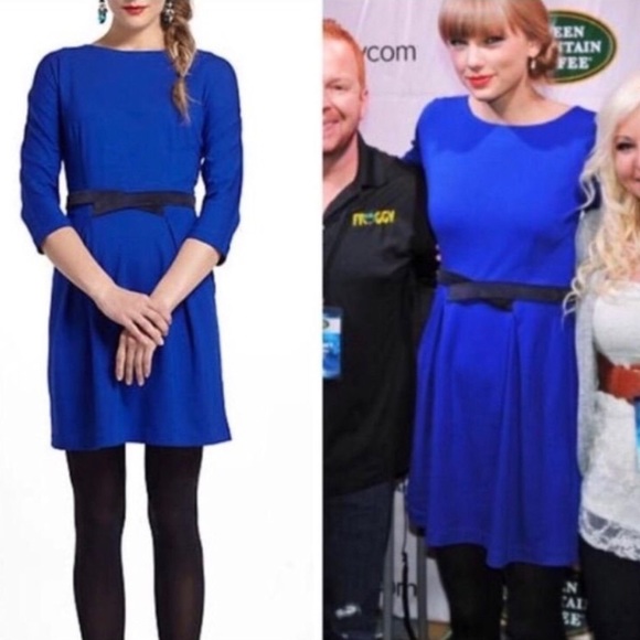 Anthropologie Girls from Savoy Blue & Black A-Line Dress Size M - Picture 2 of 8